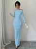 2026 One-Shoulder White Floral Slim-Fit Maxi Dress for Women