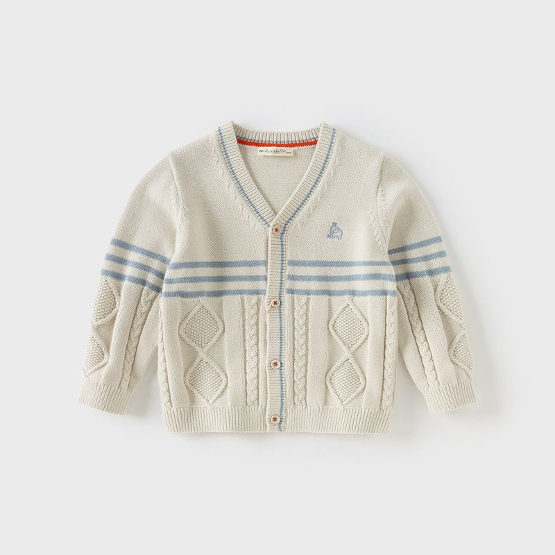 David Bella Boys  Spring Sweater Children s Stylish Knitwear 2026 New Baby Pure Cotton Cardigan Apricot [Ready in Stock] 110