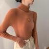 Women's Slim Fit Wool & Cashmere High Neck Sweater - Seamless, Solid Color for Autumn/Winter.