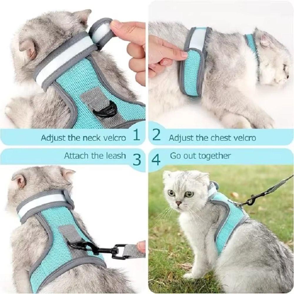 Polyester Cat Escape Proof Collar Strap Soft Cats Traction Belt Practical Cat Chest Strap  Training