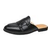 Summer New Men's Half Slippers Classic Black Loafers Breathable slippers Casual  Loafer Lightweight Flats Sandals Big Size47