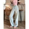 2024 New High Waist Denim Trousers Women Summer Design Sense Bow Embroidery All-Match Wide Leg Mop Pants Fashion