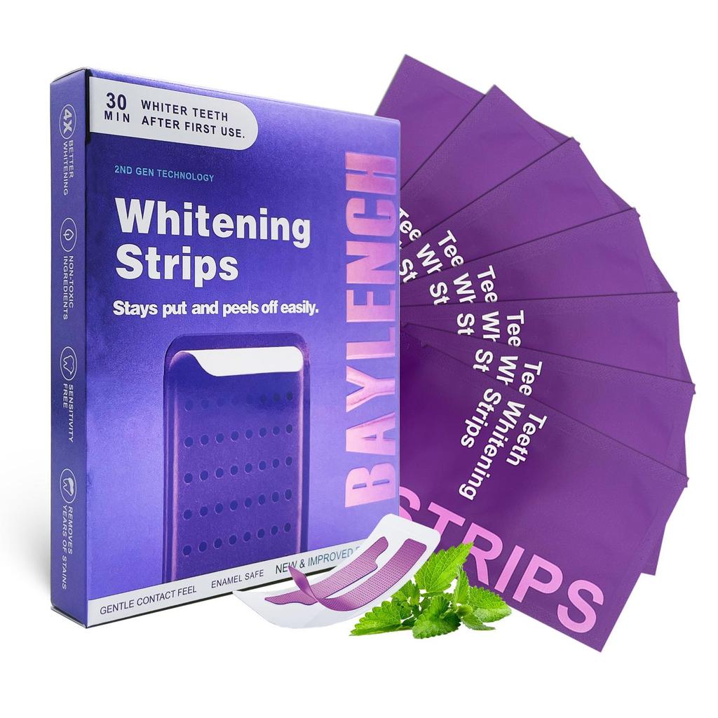 Purple Enamel-Protecting Whitening Strips for Brightening Teeth