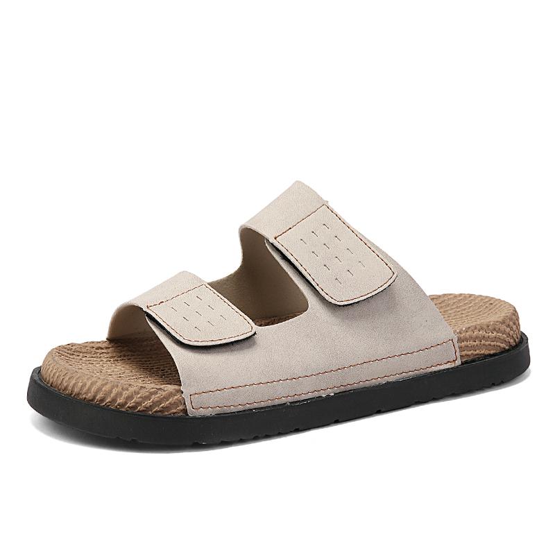 

Fashion Casual Leather Slippers Summer Mens Sandals Open Toe Man Half Shoes Outdoor Walking Half Drag Beach Shoes Quick Dry Men Sandals 39 песочный