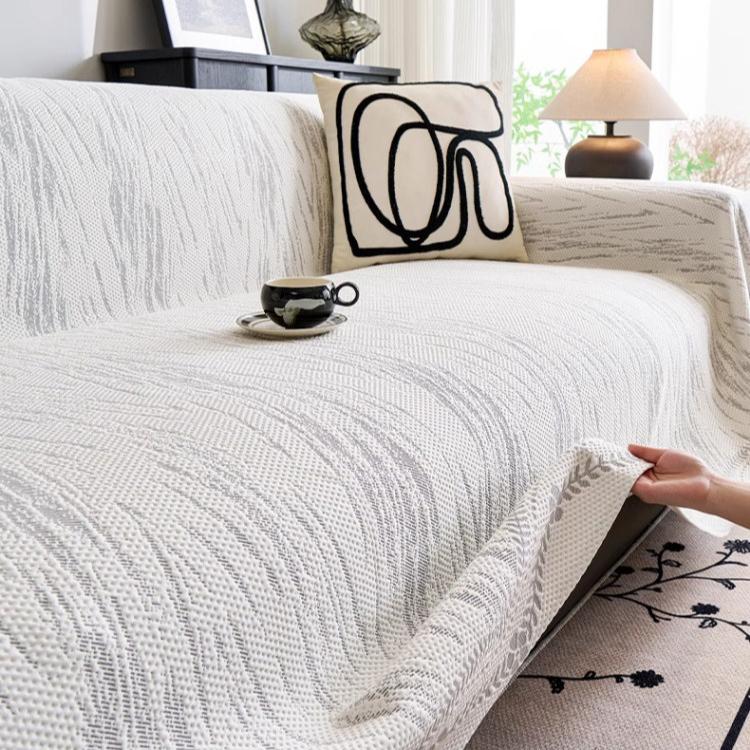 Sofa Cover - Ice Silk Fiber Fabric Cooling Sofa Protector with Floral Pattern, Breathable & Machine Washable, Fit for 1-4 Seater & Sectional Sofas
