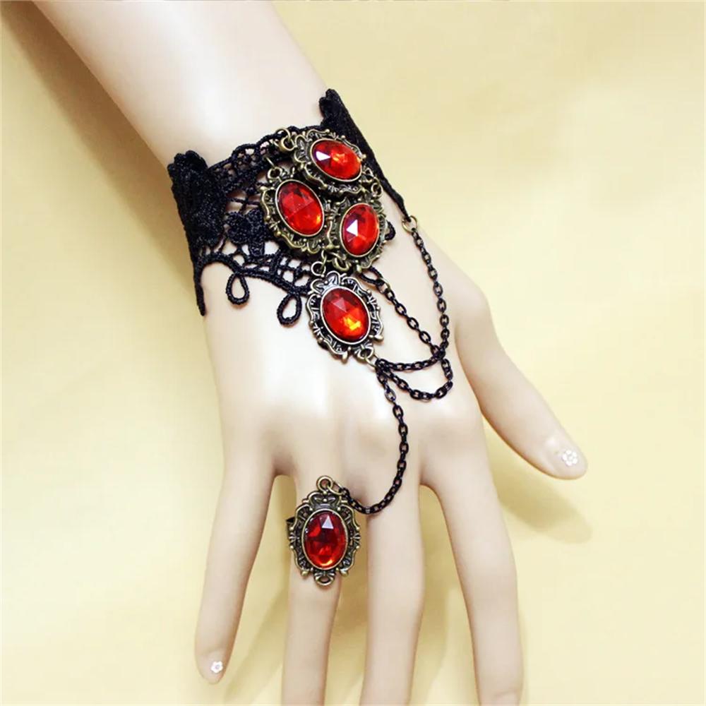 B131 2026 New Model Gothic Steampunk Lace Cuff Fingerless Glove Arm Warmer Bracelet Black Halloween Older Sister Accessories
