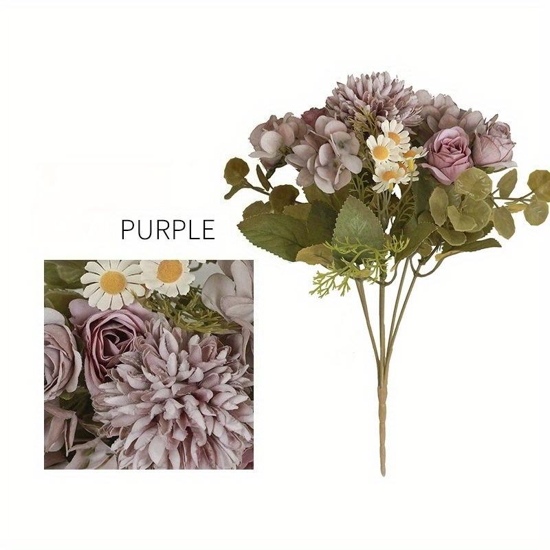 

1Pc European Style Dining Table Simulation Autumn Color 7-Pronged Chrysanthemum Rose Combination Bouquet