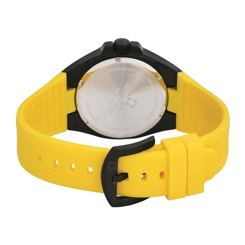 Swiss Alpine Military Typhoon Silicone Strap Yellow Dial Quartz 7006.1878 100M Men's Watch