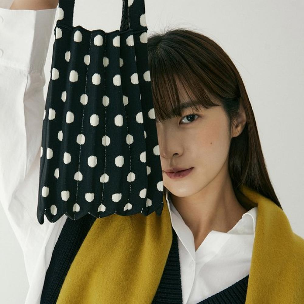 Pleatsmama Mini Shoulder Bag White Dot