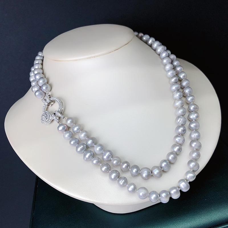 High-end Freshwater Pearl Necklace Women's Light Luxury Niche Design Temperament Double-layer Clavicle Chain