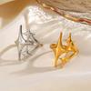 Stainless Steel Meetal Star Cross Open Rings For Women Men Vintage Gold Five Pointed Star Adjustable Rings Jewelry Gift