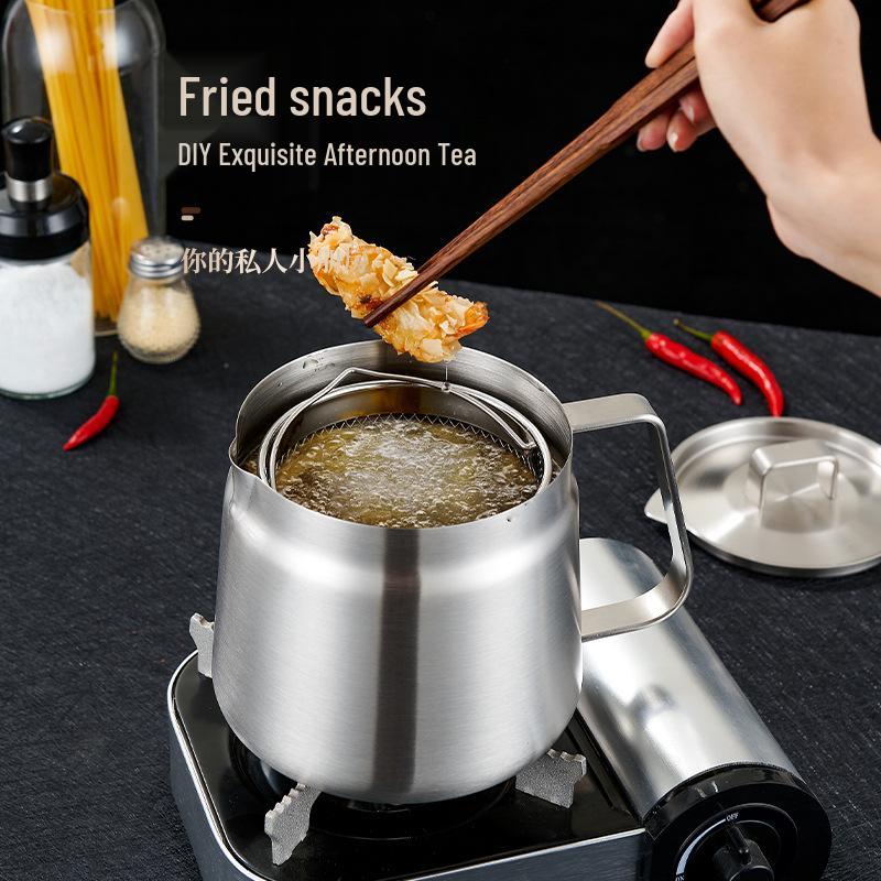 Stainless Steel 304 Oil Filter Pot for Kitchen - Frying Pot with Separate Oil and Dregs Storage.