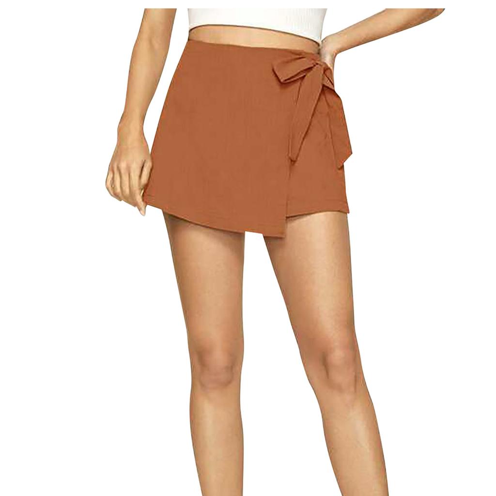 Women's Linen Wrap Shorts High Waist Tie Closure Casual Summer Skort Lightweight Breathable Fabric Comfortable Fit