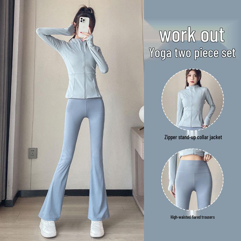 Women's 2024 High-End Yoga Suit: Advanced Pilates Fitness Jacket & Micro Flare Pants