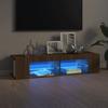 Vidaxl TV Cabinet with LED Lighting, Brown Oak, 135X39X30 Cm