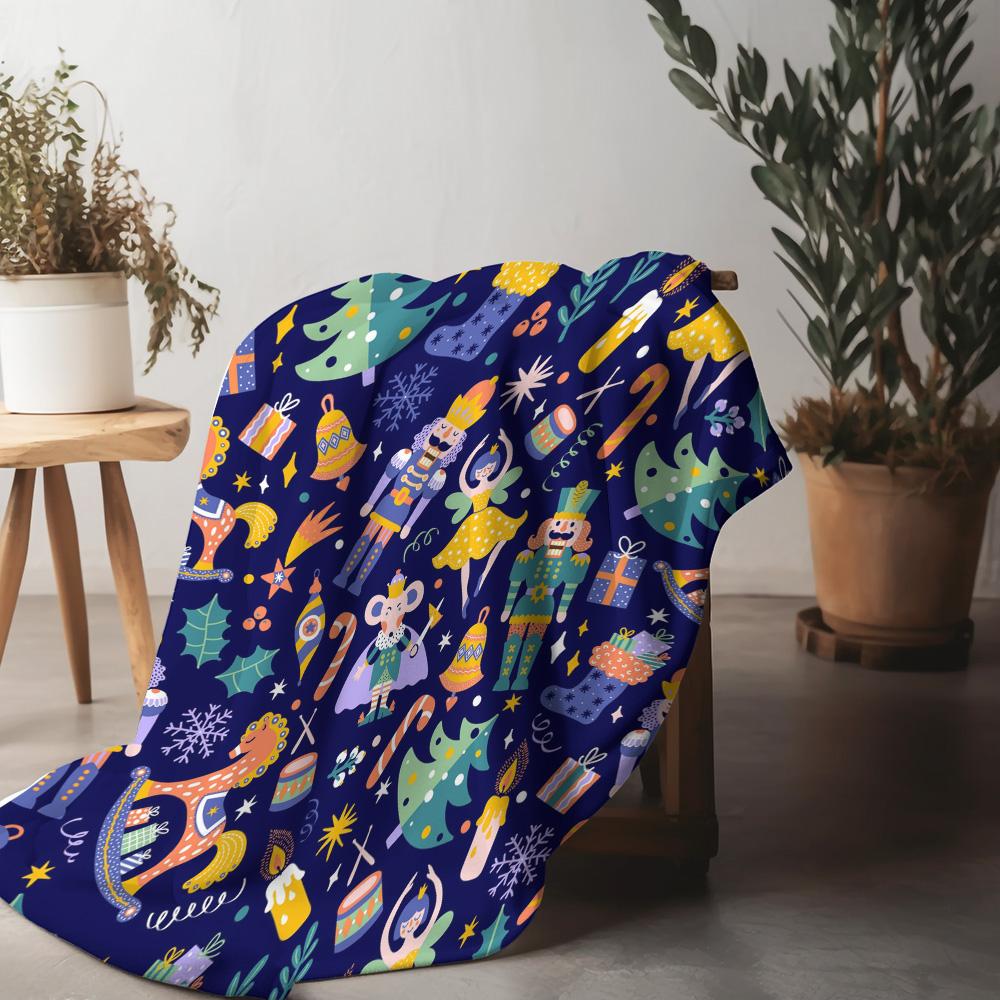 Soft Throw Blanket Cozy Flannel Fleece Blanket Home Decor Bedding Gift Holiday Christmas Pattern Design Decorative 75x90cm