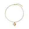 Waterproof 18K Gold-Plated Heart Pendant Necklace with Stainless Steel, White Mother of Pearl, and Abalone Shell