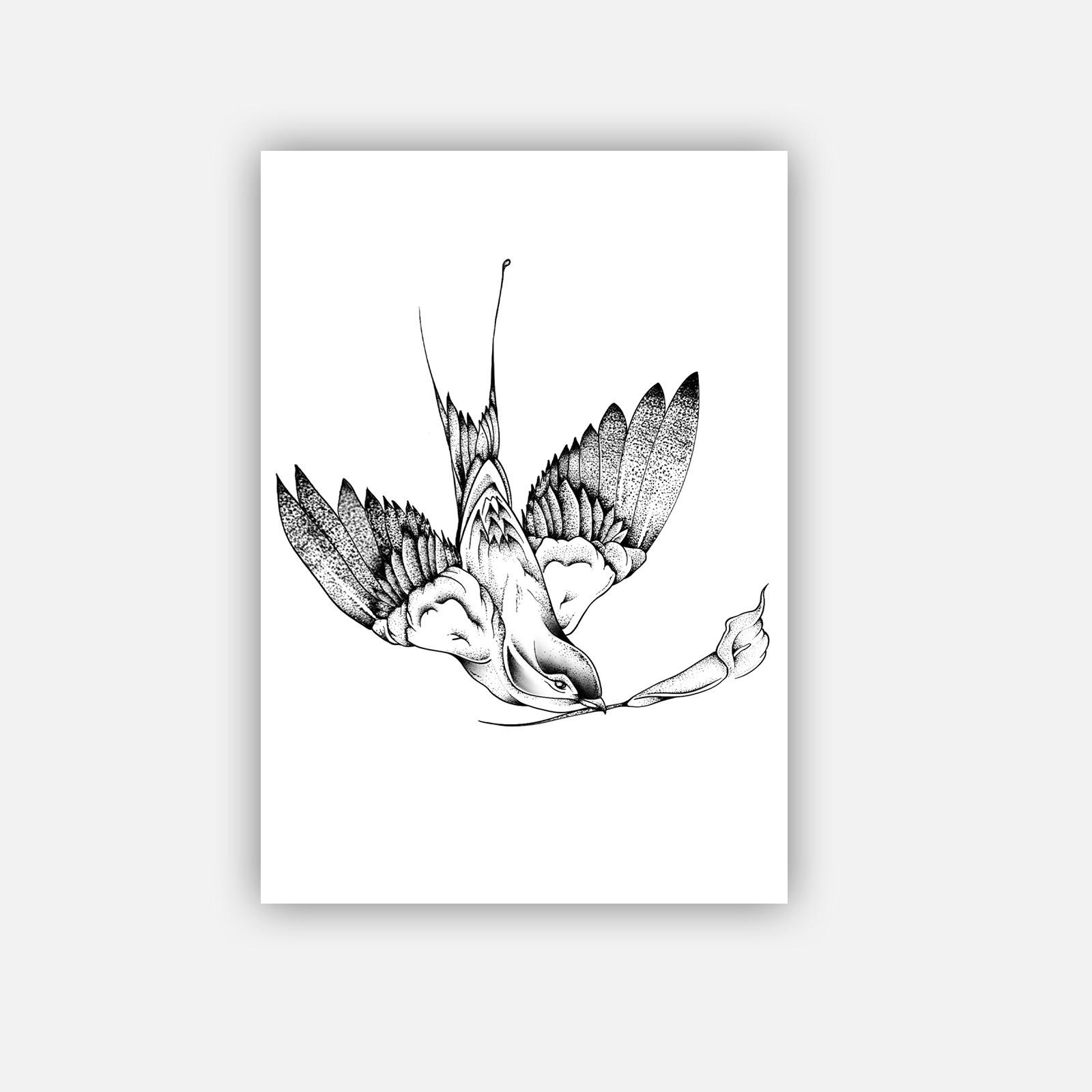 Premium Sense Niche Personality Simple Small Fresh Swallow Tattoo Sticker 7*10