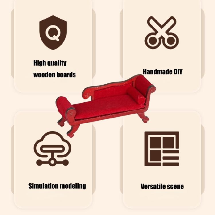 Miniature Chaise Lounge For Doll House Display Antique Design Realistic Furniture for Living Room Scene Landscape Props