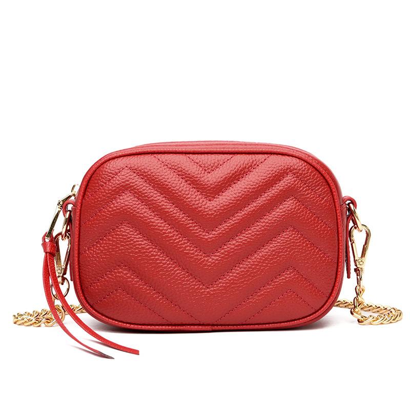 Leather Women'S Bag Shoulder Cowhide Small Square Bag Fashion Trend Chain Small Bag Messenger Bag