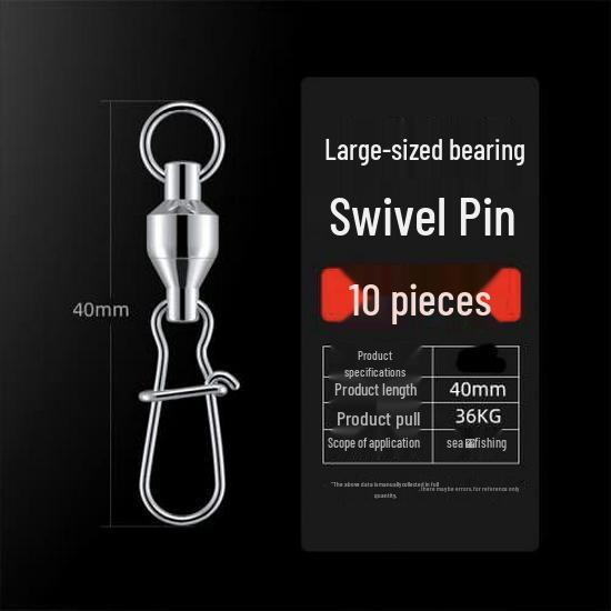 Large Size 304 Stainless Steel Bearing Ring Connector with Enhanced Pin for Fishing.