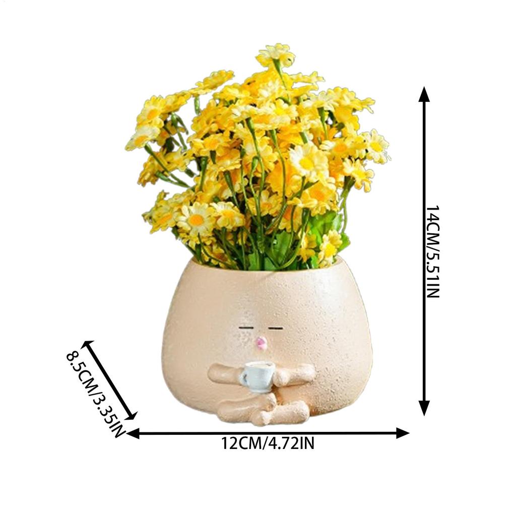 Creative decorative flower pots Funny Plant Pots Small Resin Desk Planter Small Garden Statue Coffee Cylinder Small Flower Pots