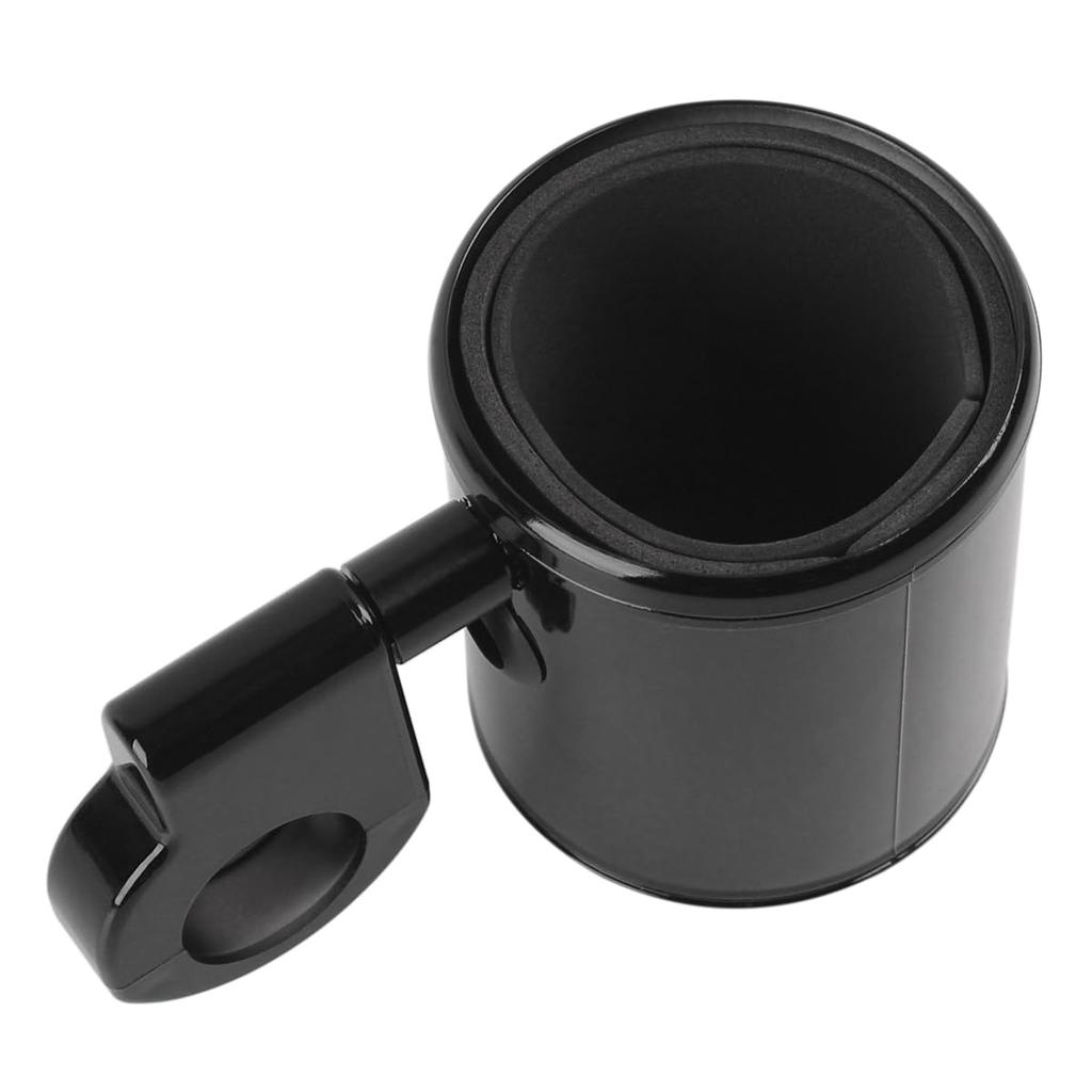 AQIMY Motorcycle Drink Holder, Universal Fits 22-32mm Handlebars, 360-Degree Rotation, Black Foam, Non-Slip Design, Fits Water Bottles and Mugs, Black