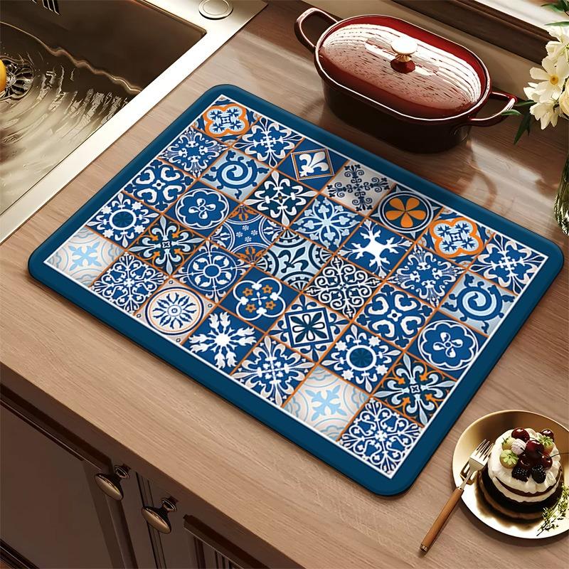 

Серия цветной плитки кухонный коврик для слива впитывающий быстросохнущий коврик для посуды барный изоляционный коврик коврик для слива кофемашины 20x30cm