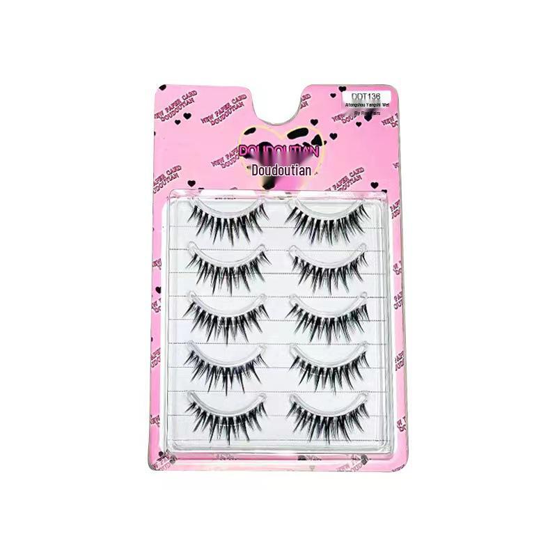 Sweet Comic Style Wet-Look Eyelash Clusters - W-Shaped Lengthening & Curling Effect