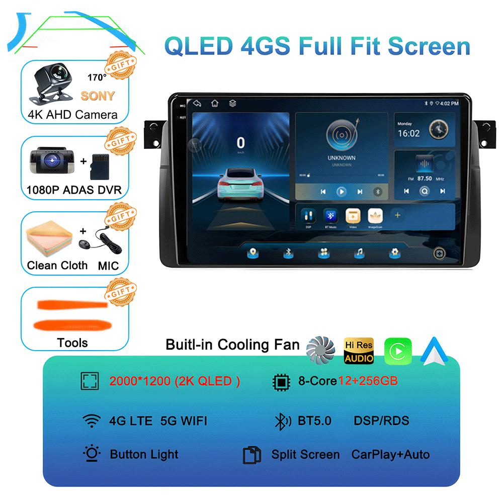 Android 14 Car Radio For BMW E46 M3 1998-2006 Multimedia Video Player 2Din 4G WIFI GPS Navigation Carplay Head Unit 360 Camera