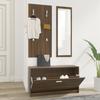 Vidaxl Shoe Cabinet with Mirror and Hanger, Brown Oak