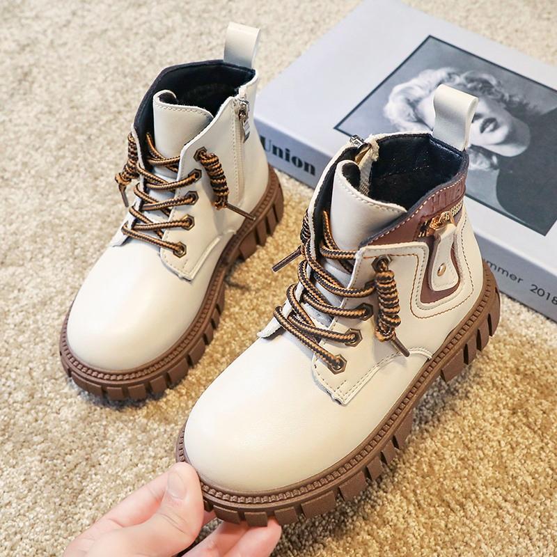 Boy's Winter Boots Fashionable Plush Warm and Casual High Top Cotton Boots Mid-Top Boots Fashion Black Boots