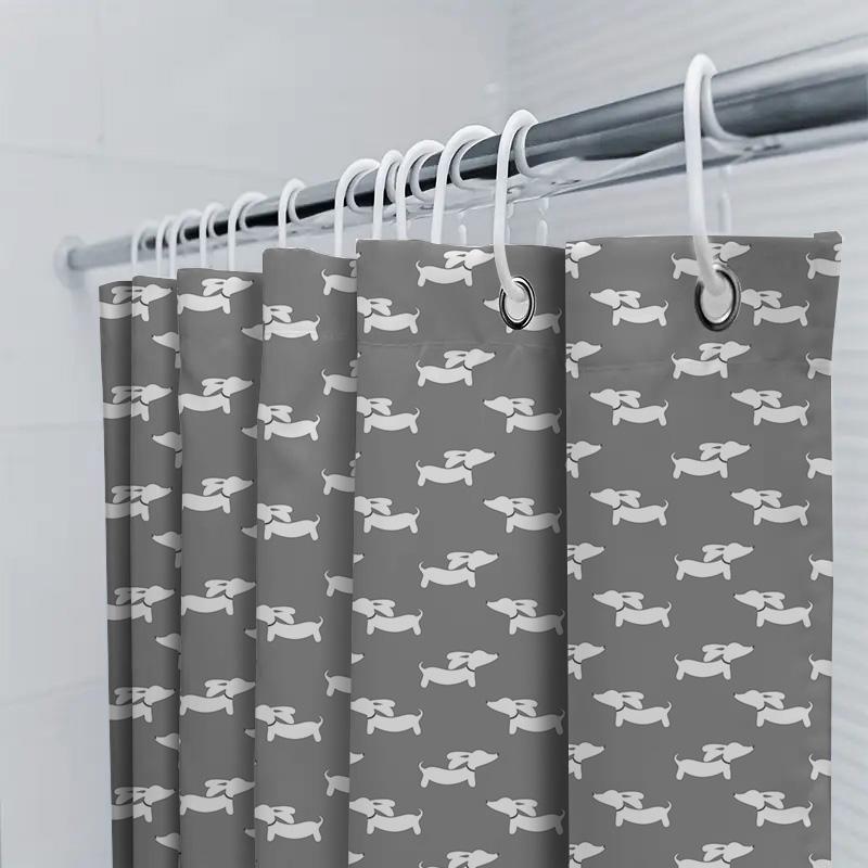 Modern Grey White Dog Print Shower Curtain Home Decor Bathroom Decorative Waterproof Fabric Bathroom Accessories Size: 72X84 Inc