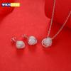 Hot 925 Sterling Silver Fine Ball Pendant Necklace Earrings Stud for Woman High Quality Jewelry Sets Fashion Party Wedding Gifts