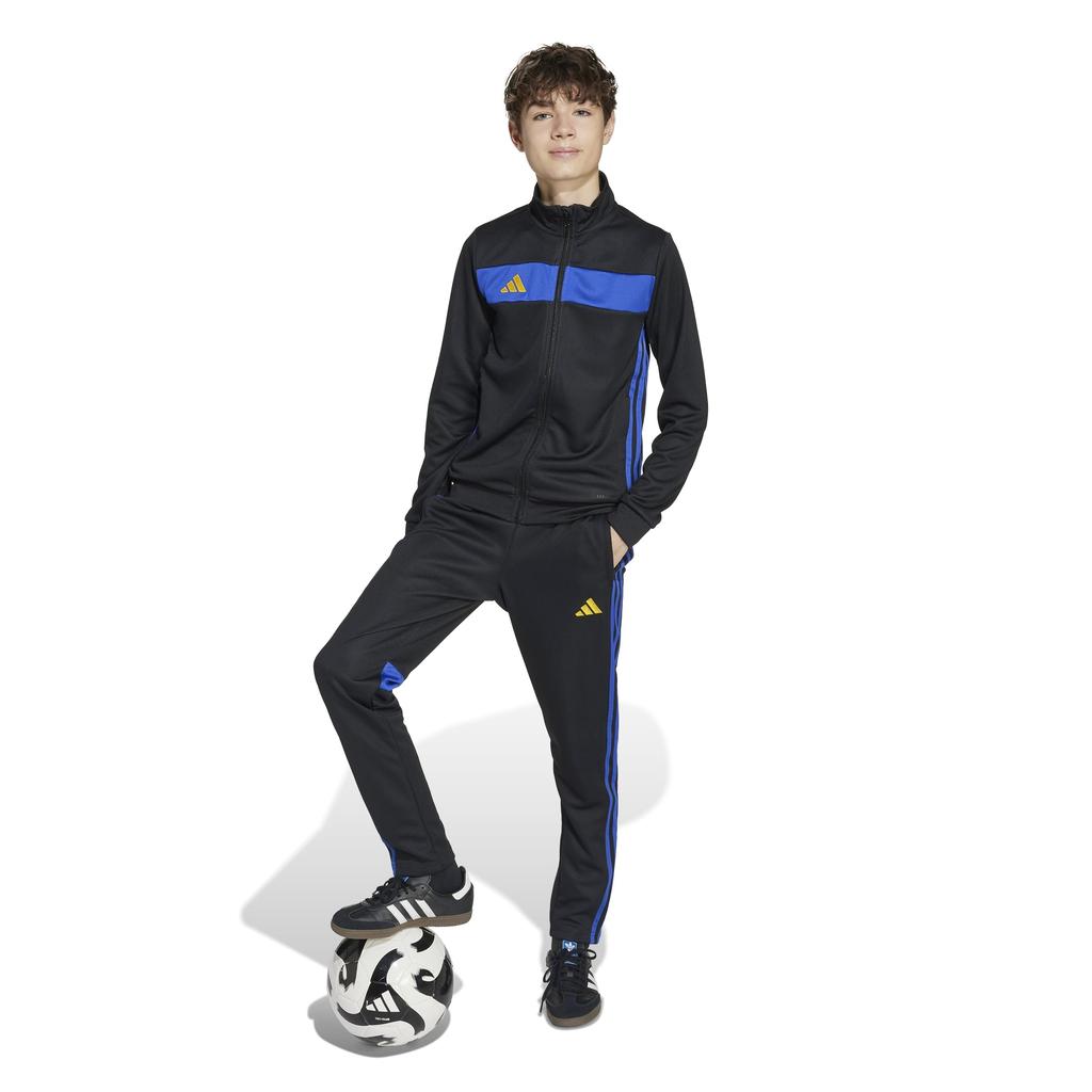 Adidas Tiro Essential Soccer Tracksuit Yellow Size 140 Kids' Set, Unisex, KSQ97, Black/Semi-Silent Blue/Crew (JX2218),