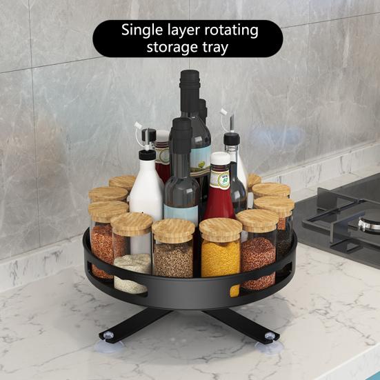 Space-saving Round Useful High Capacity Single/Double/Triple Layer Spice Rack Kitchen Shelf