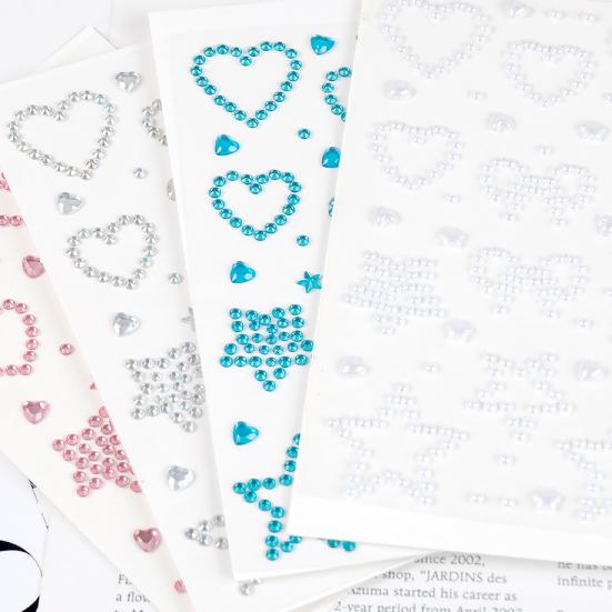 Rhinestone Stickers for DIY Acrylic Star Heart Butterfly Gems Sparkling Decals for Scrapbooking Packaging Face Nail Art Craft Decor