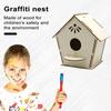 DIY Wood Birdhouse Kit Unfinished Log Home Craft Project with Safe Paint Wooden Crafts Boys And Girls Graffiti Bird Nest for Kids
