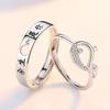 Pure 925 Sterling Silver Ring Classic Adjustable Chinese Character Couple Rings For Lovers Wedding Fine Jewelry Accessories Gift