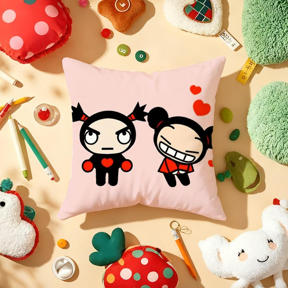Fashion Cute Cartoon PPucca Cushion Cover Plush Fabric Soft DoubleSided Printed Sofa Warm Winter Home Gift Pillow Cover