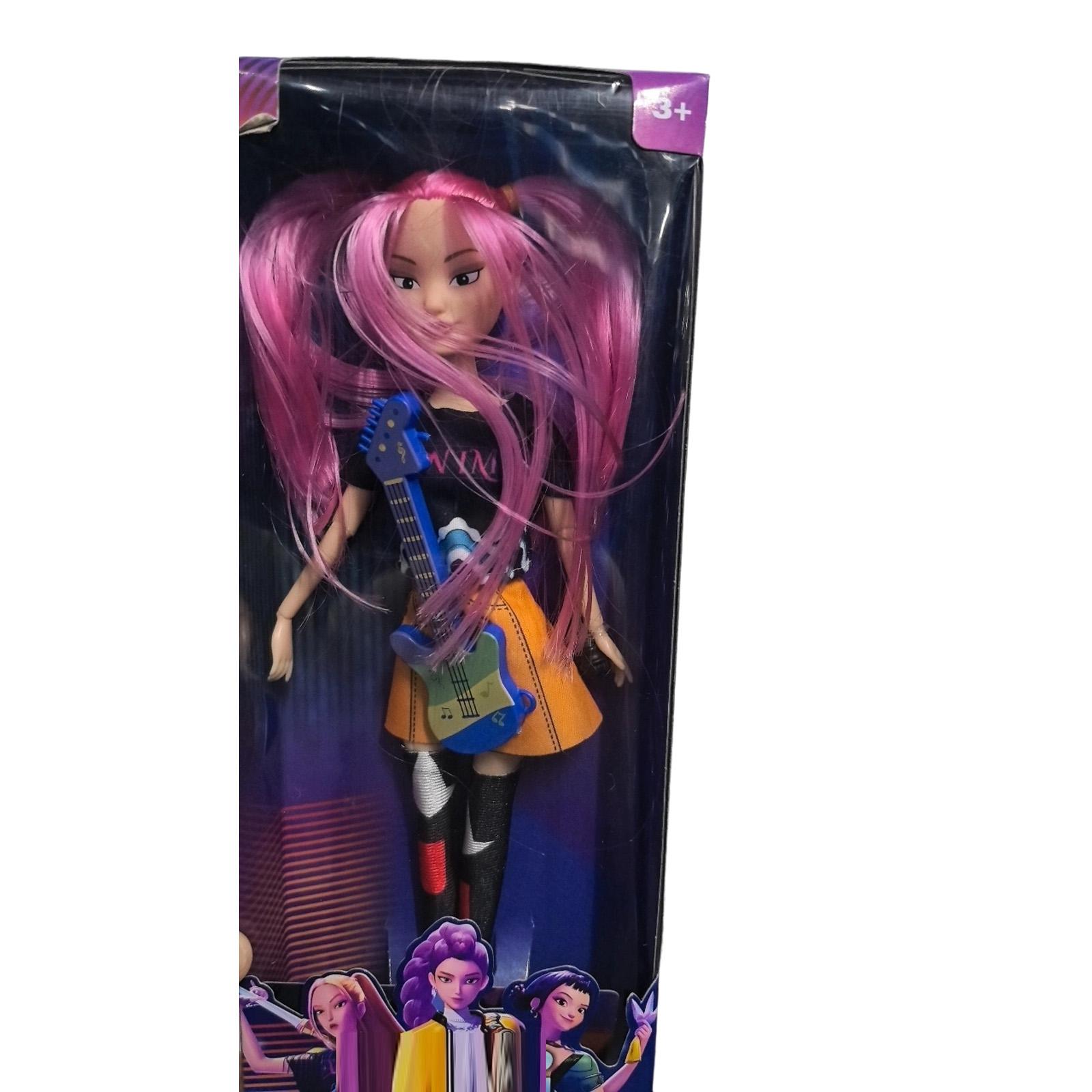 

Fashion Doll with Long Braided Hair Removable Rock Star Outfit and Guitar Accessory for Kids Ages 3 and Up One Size