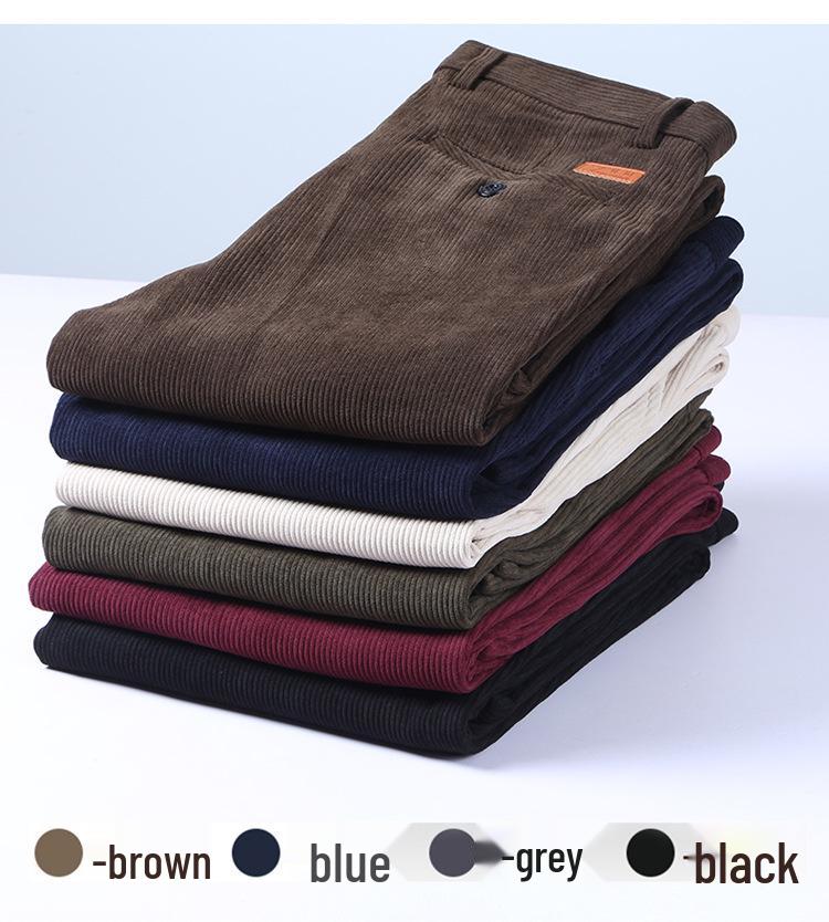 Men's Autumn/Winter Chenille Corduroy Pants - High Waist, Straight Leg, Loose Fit, Casual Pants for Middle-aged and Elderly