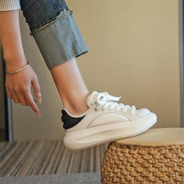 

Белые туфли на платформе, женские весенне-осенние кроссовки нишевого дизайна, новые повседневные спортивные туфли на плоской подошве для пап, женские женские туфли 40