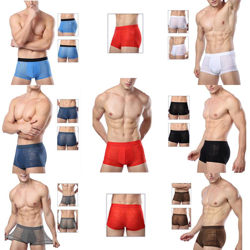 Vogue Gauze Underpants Brief Hollow Out Soft Comfortable Low Waist Breathable Shorts Men Male Sexy Designed Cool Summer Gay