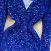 Winter Chic Pailletten Neue Einteiliges Kleid V-ausschnitt Langarm Sexy Club Kleider Weiblichen Koreanischen Mode Vintage Abend Party Kleid 2024
