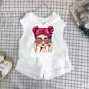 Girls Cotton Cartoon Print Tank Top And Shorts Set Fashionable Summer Two Piece Outfit For Kids