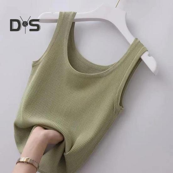 Women Vest Round Neck Sleeveless Slim Fit Tank Tops Solid Color Ribbed Lightweight Sports Gym Vest Daily Wear