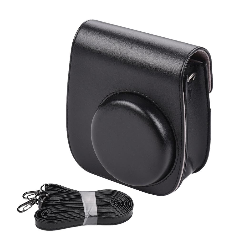 Einfarbige Ganzkörper-Kameratasche aus Leder mit Riemen für FUJIFILM Instax mini 11