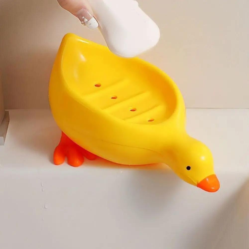 

Cute Yellow Duck Shape Soap Dish Durable Bathroom Kitchen Sink Organizer Storage Holder Stand Tray Soap Container Tray жёлтый