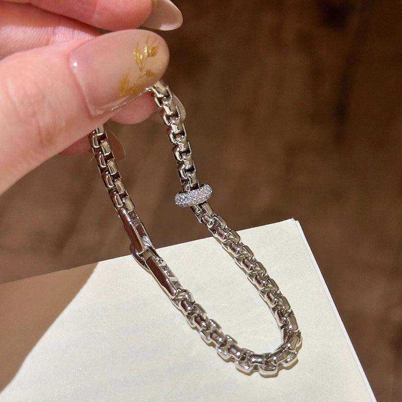 Minimally high-quality hollow out chains sparkling diamonds ring bracelet exquisite minimalist bracelets hip-hop style jewelry